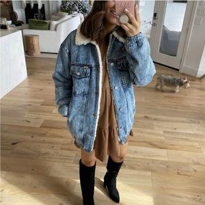 DETRE DENIM JACKET w/ sherpa lining